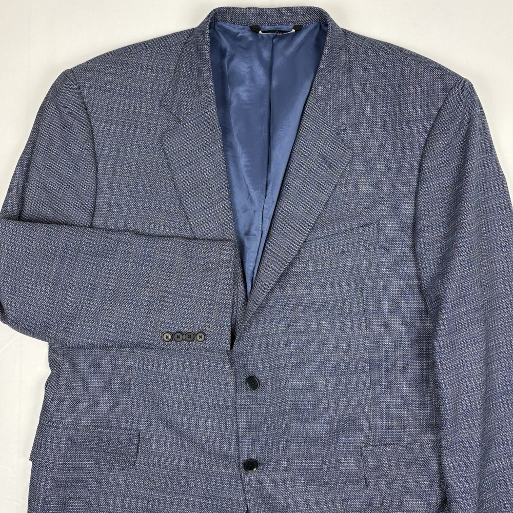 Coppley X Reda Super 110's Wool Sport Coat 48R Blue/Gray Fleck Weave Canada EUC